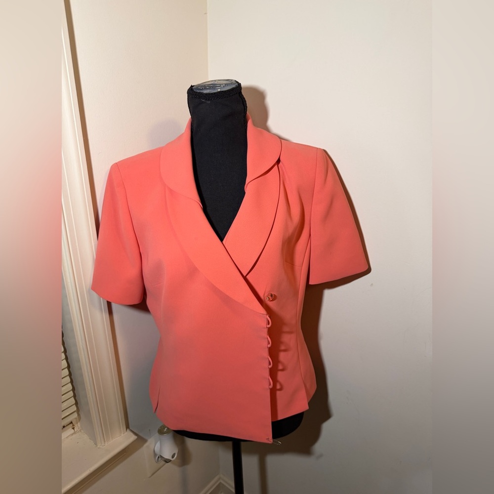 Le Suit Petite Coral Short Sleeve Blazer Jacket Womens 10P Career